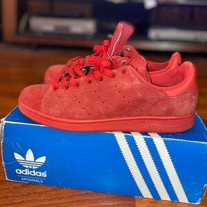 Red Stan Smith Suede Sneakers